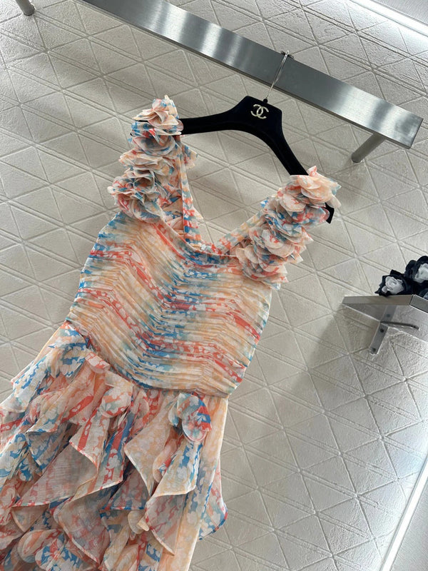 CHANEL Robe superposition camélia 25S 651