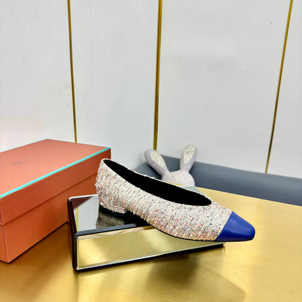 BALLET IN MULTICOLOR TWEED MIX BLUE LAMBSKIN