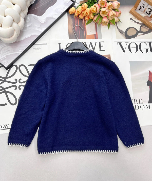 Gilet tricoté CC 26 Laine cachemire bleu marine 785151