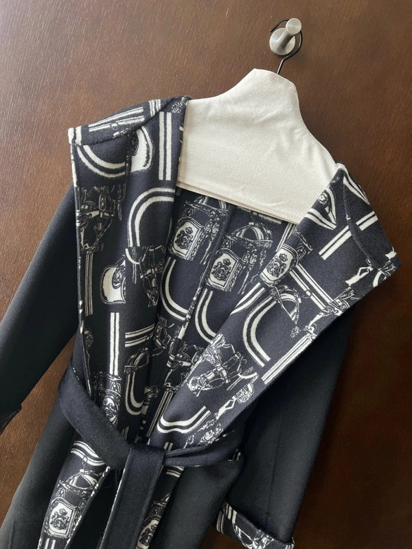 HERMES 25S REVERSIBLE LONG HOODED COAT 049