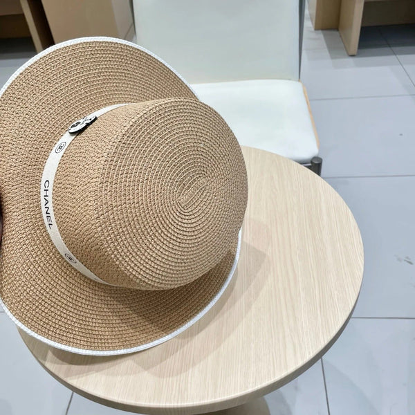 FLAT STRAW HAT BROWN 672720