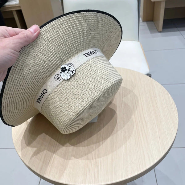 FLAT STRAW HAT IVORY 672723