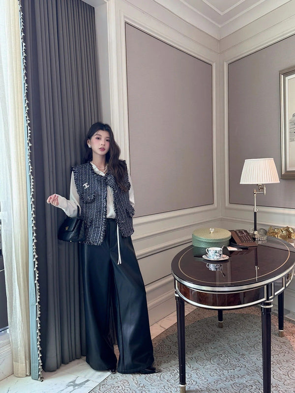 CHANEL 25S GILET EN TWEED À COL ROND STYLE 151