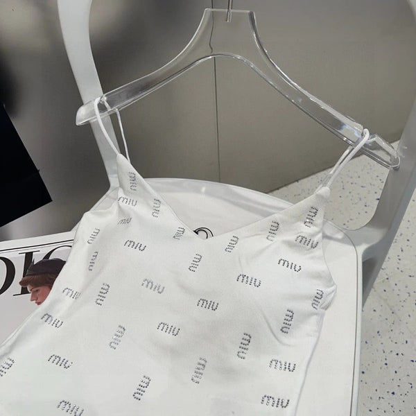 CAMI TOP 640628 IN WHITE COTTON RIBBED KNIT