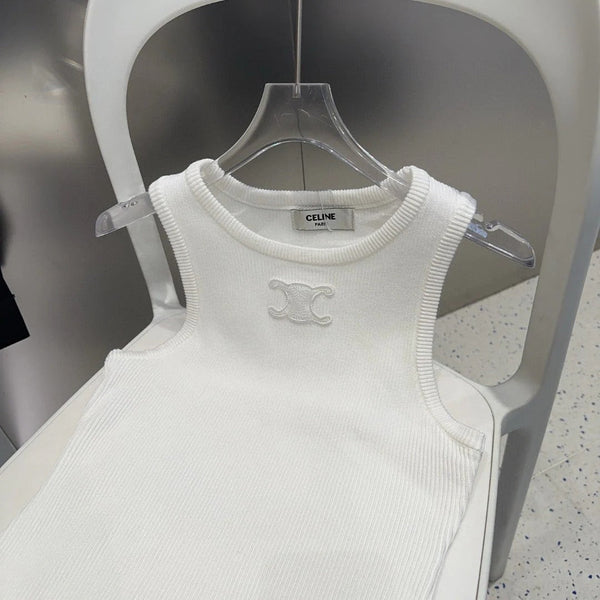 TANK TOP 633207 IN BLACK COTTON RIBBED KNIT EMBOSSED LOGO