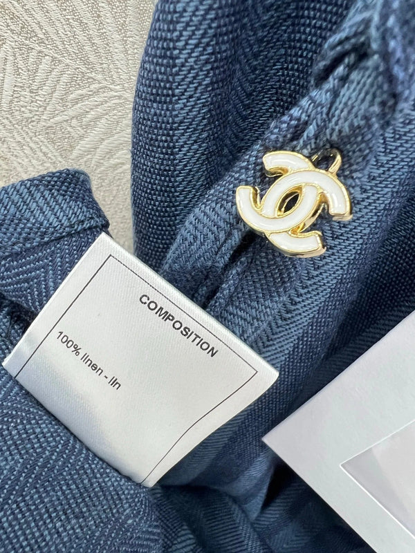 CHANEL DENIM HALTER DRESS WITH TRIM DETAILS 275134