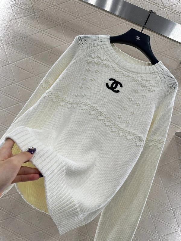 CHANEL 25S EMBROIDERED CROCHET SWEATER 349