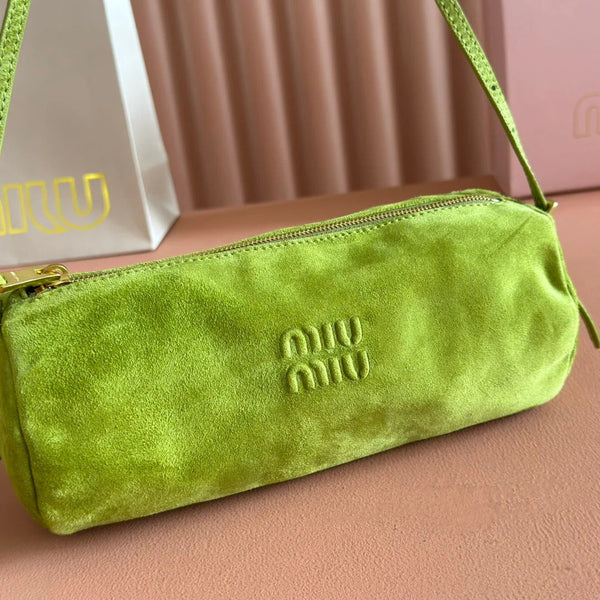 SUEDE BAG 22 BRIGHT LIME GREEN GOLD HARDWARE