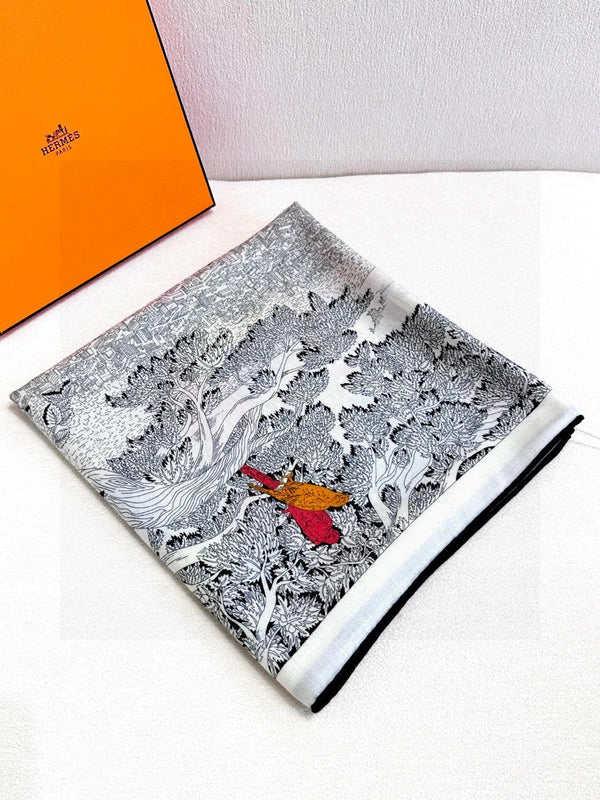 HERMES 25S SCARF 135 IN CASHMERE SILK 733938