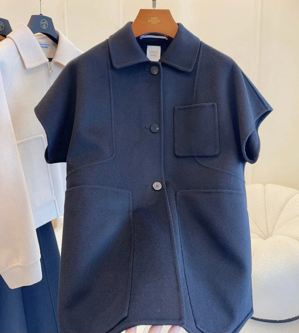 HERMES 25S REVERSIBLE SHORT-SLEEVE KNIT JACKET 108