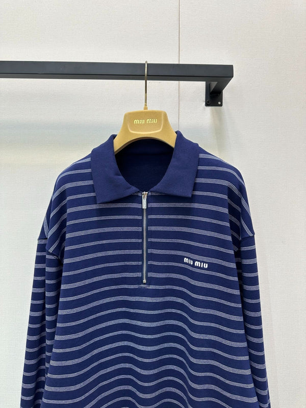 MIUMIU STRIPED ZIP POLO SHIRT STYLE 42