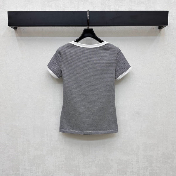 TEE-SHIRT RAYÉ À MANCHES COURTES MIU MIU 267829