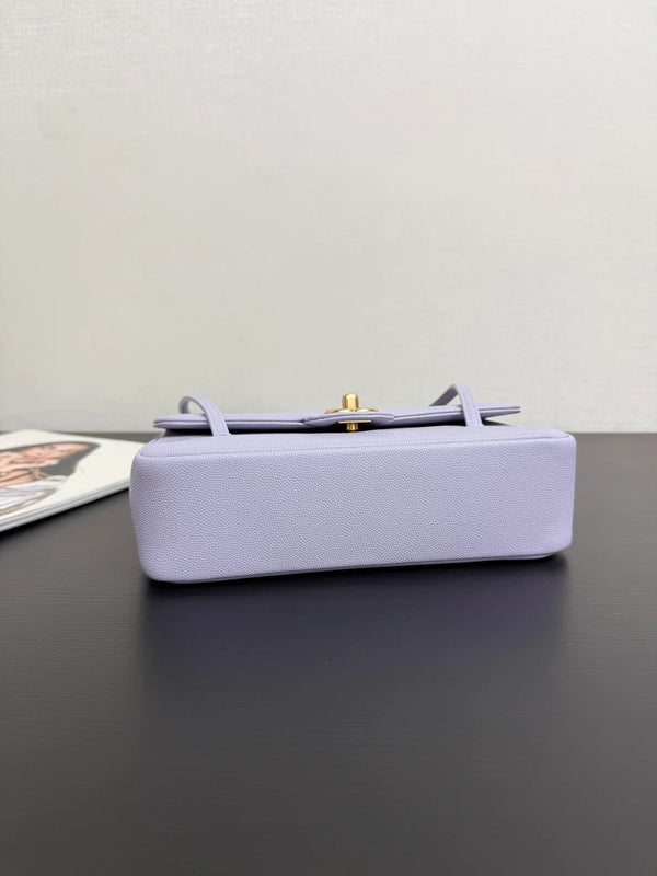 Chanel 2026 Preppy Coco Shoulder Bag Purple Caviar Leather Gold Hardware