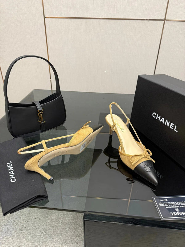 CC 26s Escarpins à bride arrière 65 Daim marron noir Cuir de vachette 651327