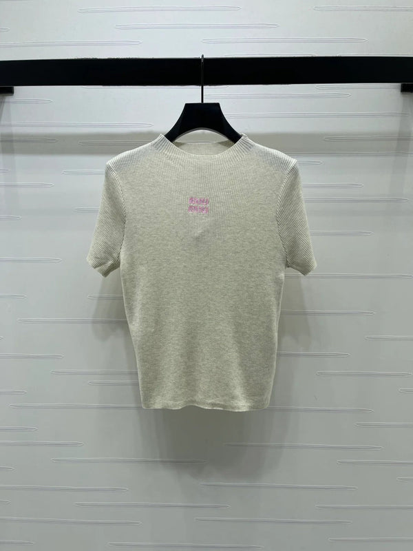 Miumiu 2026 Crew Neck Knit Short-sleeved Top Wool 356519