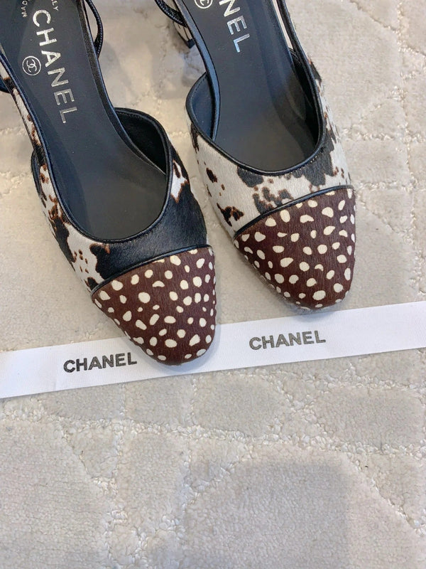 Chanel 2026 Slingback White Brown Black Calfskin 556950