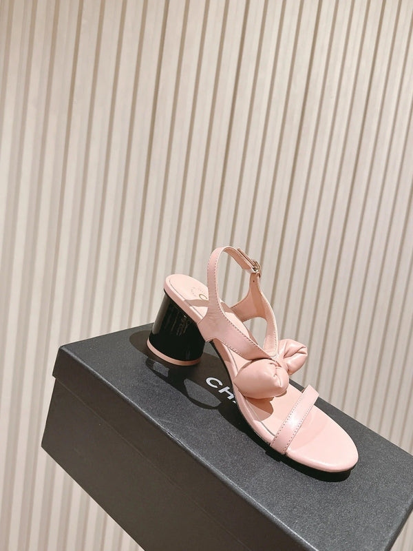 Sandales à nœud CC 26s 55 cuir de vachette rose 658466