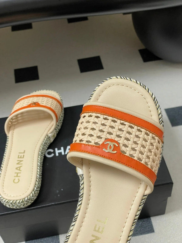 CC 26s Chaussons Plateforme Beige Clair Orange Peau de Vache 649456