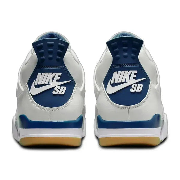 Nike SB x Air Jordan 4 White Navy Blue Gray Suede Leather