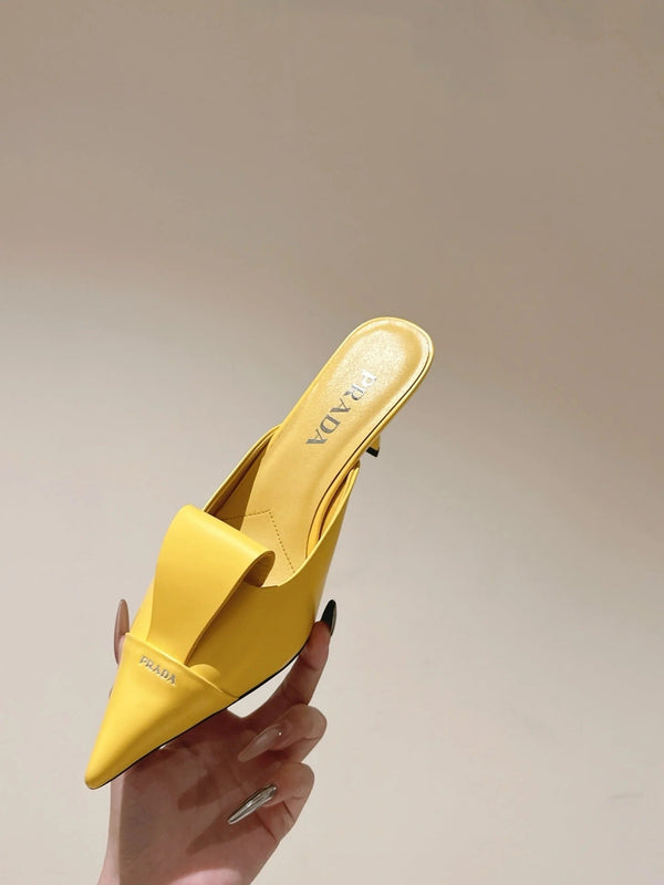 PRA 2026S Mule à talon haut 80 Cuir de mouton jaune 657668