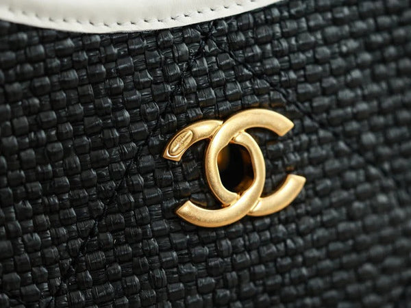 Sac Maxi Hobo Chanel 2026 28cm Cuir Paille Noir 351070