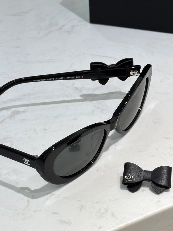 Chanel Cat Eye Sunglasses Black Acetate Calfskin CH9181