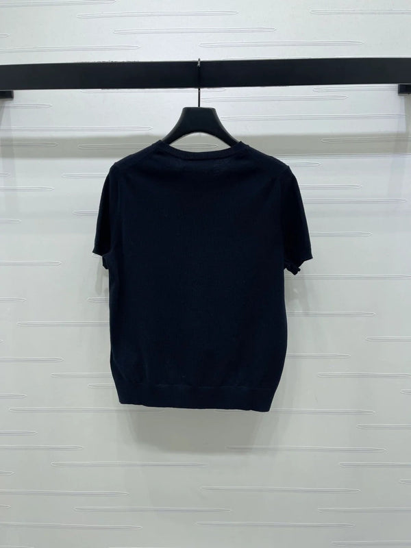Dior 2026 Crew Neck Knit Short-Sleeve Shirt with Logo Wool