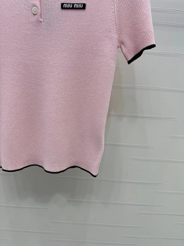 MIUMIU SHORT-SLEEVE KNIT POLO 269423