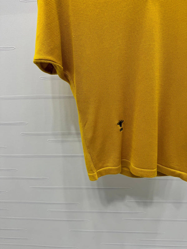 DIOR V-NECK KNITTED SHORT-SLEEVE T-SHIRT YELLOW 274935