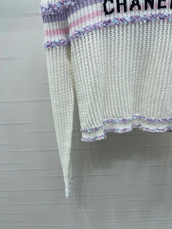 CHANEL PULL EN MAILLE AJOURÉE À MANCHES LONGUES 25S STYLE 161