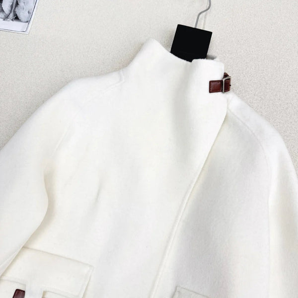 MANTEAU COL MONTANT EN LAINE DOUBLE-FACE HERMÈS 25S 188