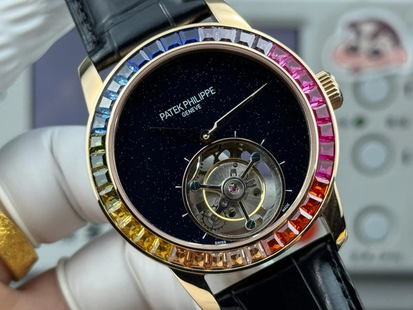 Patek Philippe Grand Complications Sky Moon Tourbillon 42mm Rose Gold Case Rainbow Benzel