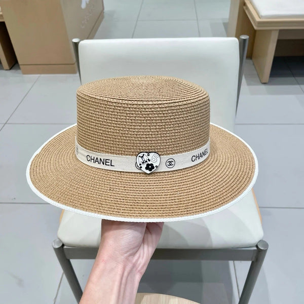 FLAT STRAW HAT BROWN 672720