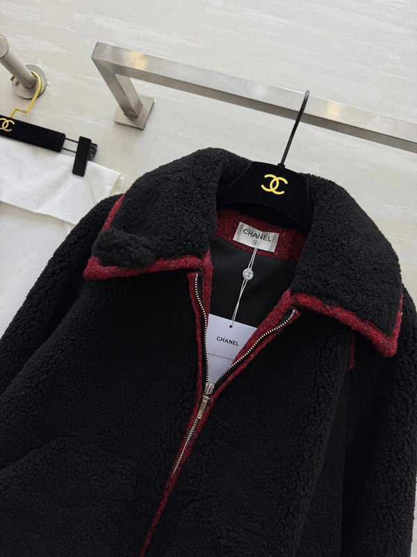 VESTE COL EN PEAU LAINEE CHANEL 25S 474