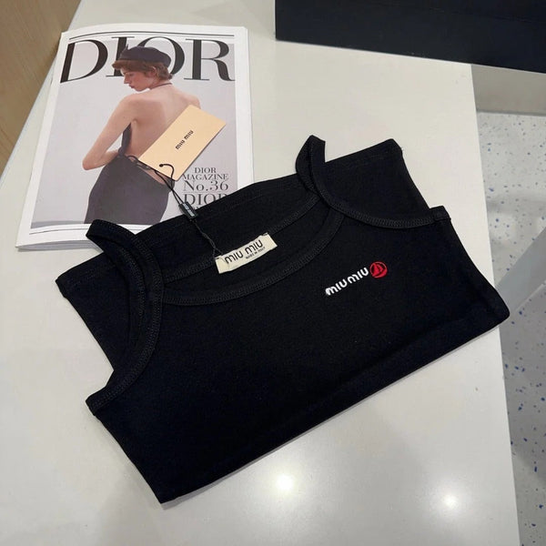 CAMISOLE 613779 IN BLACK COTTON RIBBED