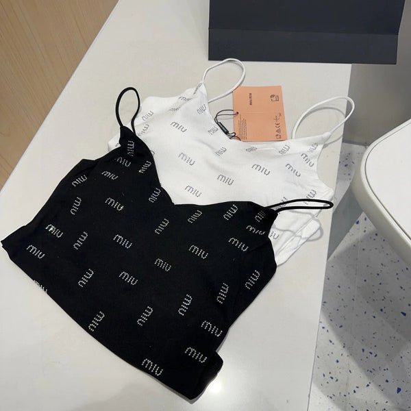 CAMI TOP 640628 IN WHITE COTTON RIBBED KNIT