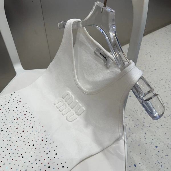 CANOTTA 640624 IN COTONE BIANCO MULTICOLOR CRISTALLO