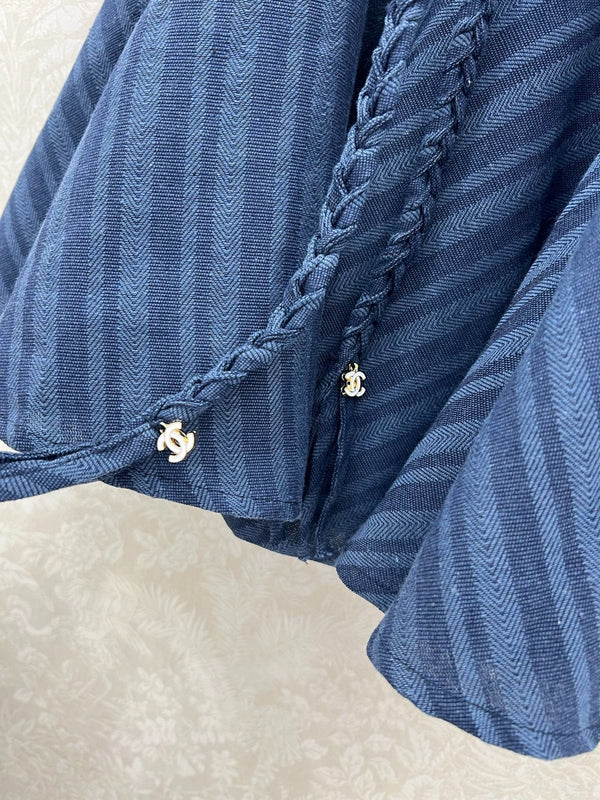 CHANEL DENIM HALTER DRESS WITH TRIM DETAILS 275134