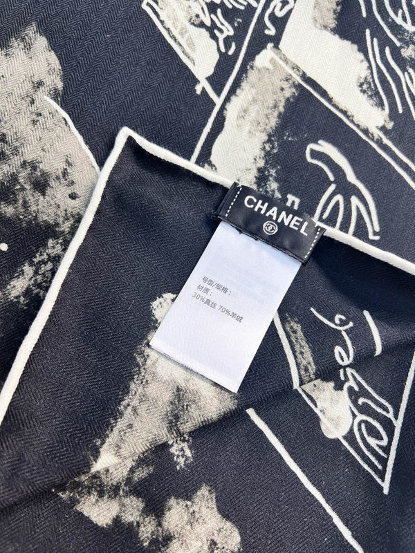 CHANEL 25S SCARF 135 IN CASHMERE SILK 737229