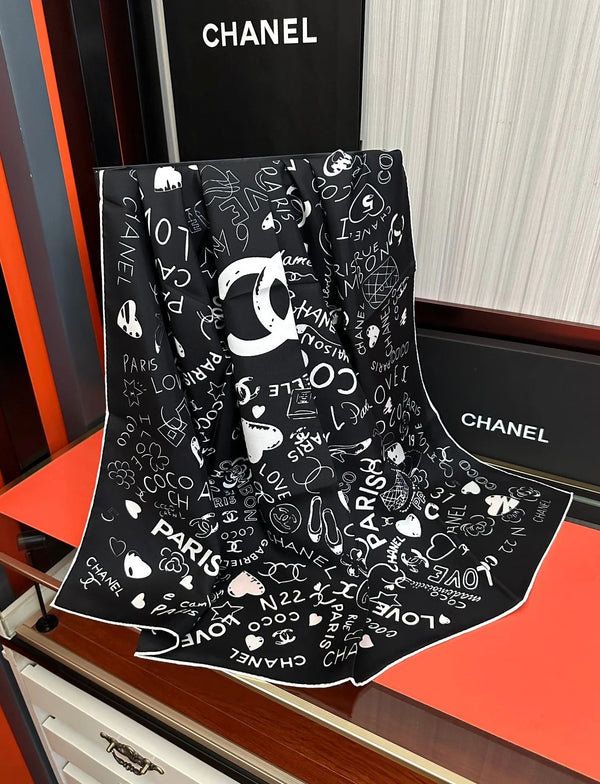 CHANEL 25S SCARF 90 IN SILK 738419