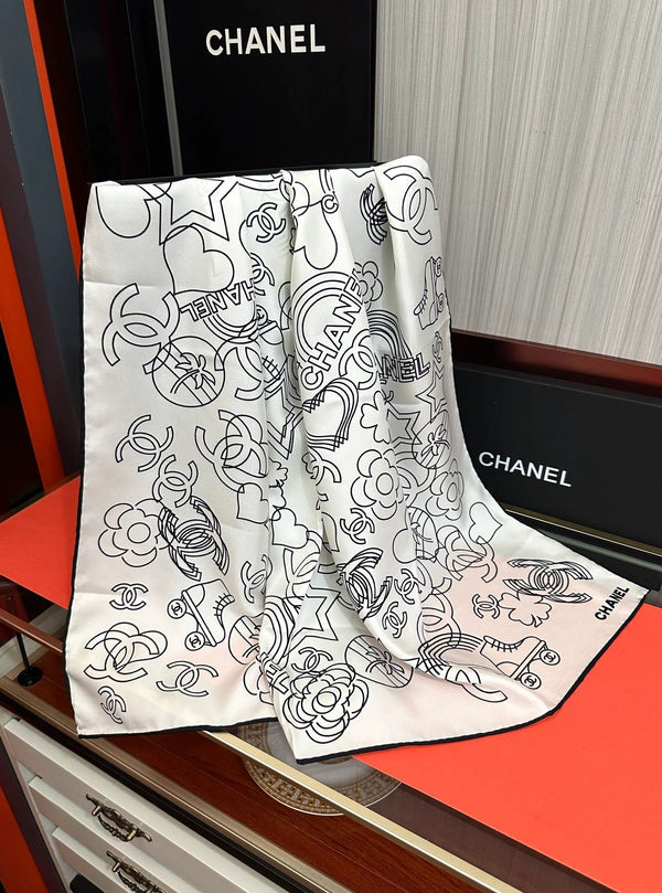CHANEL 25S SCARF 90 IN SILK 738437