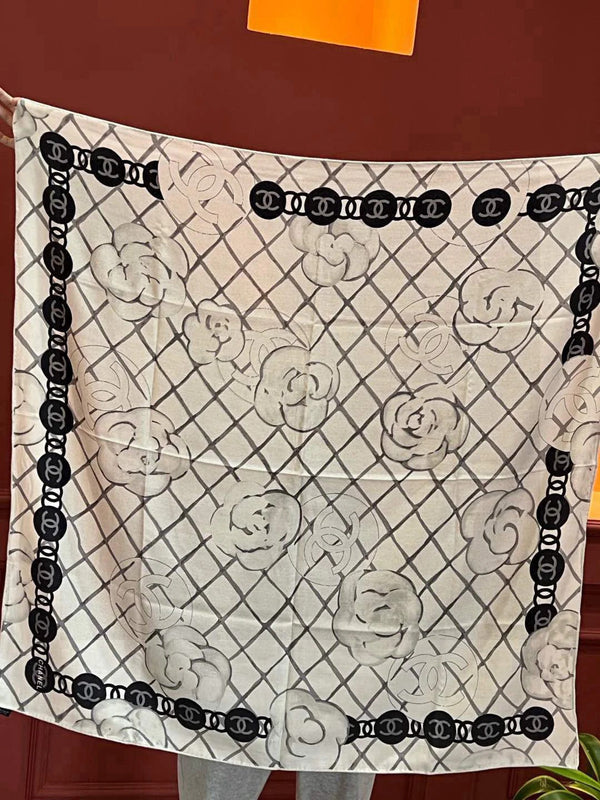 CHANEL 25S SCARF 110 IN CASHMERE SILK 730602