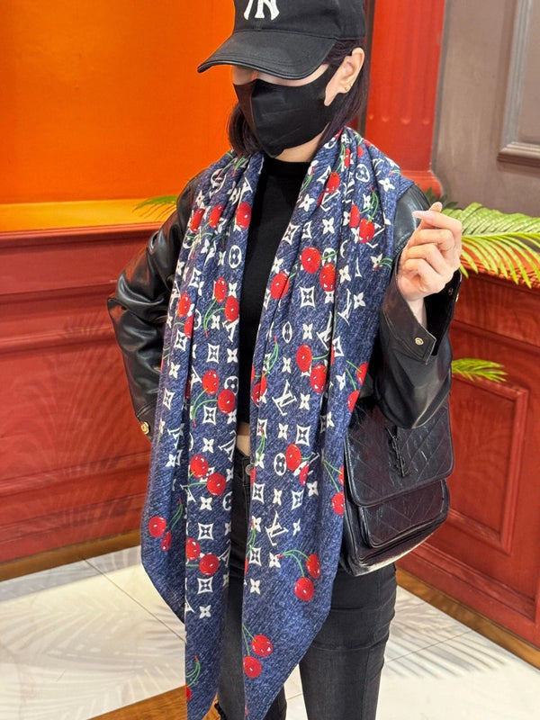 LV SCARF 140 CM IN SILK-CASHMERE BLEND 737269