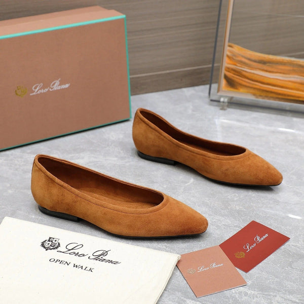 Classic Ballet Shoes In Bronze Brown Suede