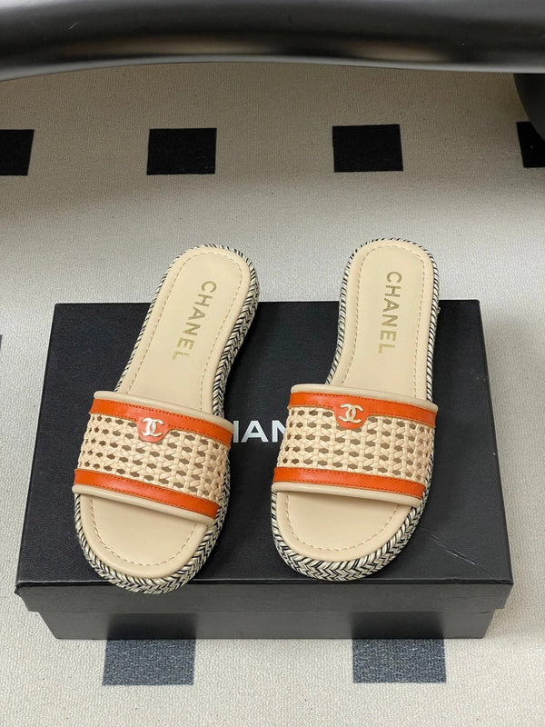 CC 26s Chaussons Plateforme Beige Clair Orange Peau de Vache 649456