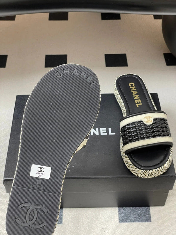 CC 26s Chaussons compensés Cuir de vachette noir 649461