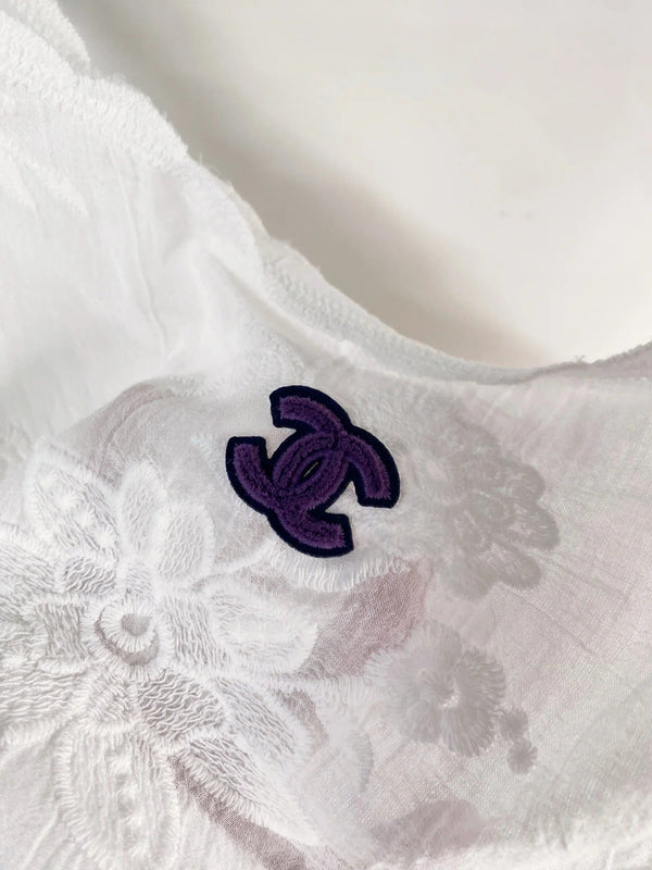 Chanel 2026 Camisole Fleur Coton Nylon Blanc