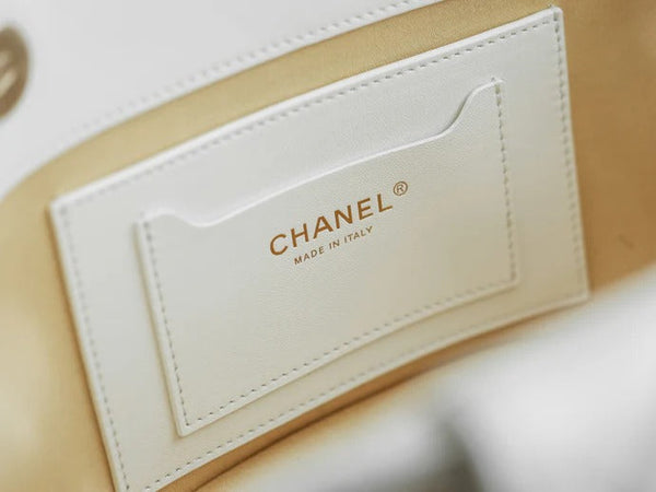 Chanel 2026 Shopping Bag 40cm Beige White Straw Lambskin