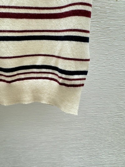 Chanel 2026 Pull Manches Courtes Laine Polyester Crème et Bleu Marine