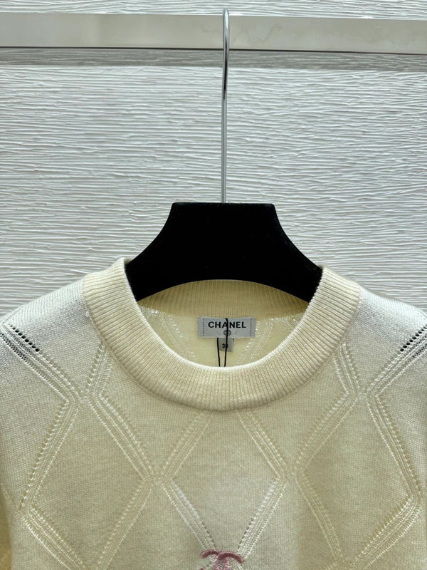 Chanel 2026 Col Rond Tricoté Manches Courtes Laine 132741